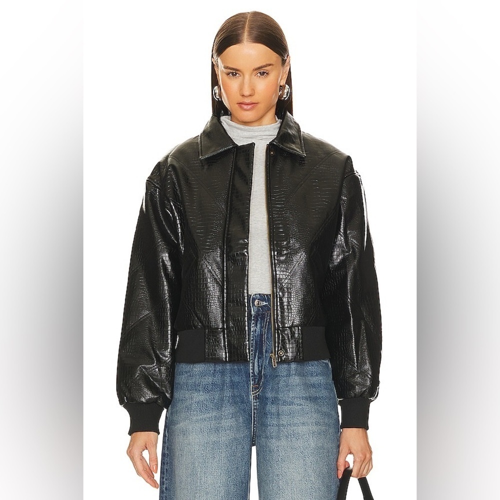 Revolve Superdown Black x bridget katrina oversized jacket SZ Large Faux Leather